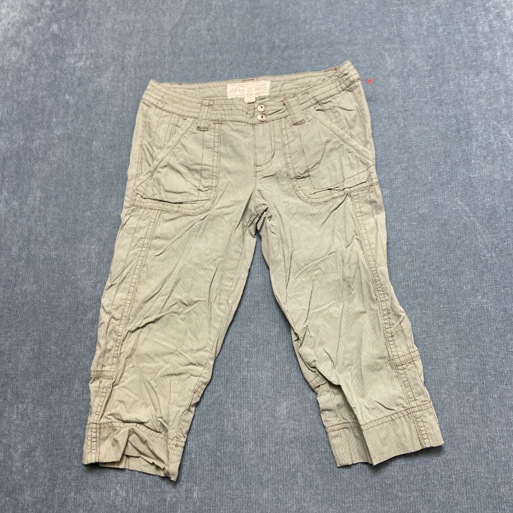 Y2K Aeropostale Original Capri Pants Womens 00 Gray Cotton Low Rise Straight